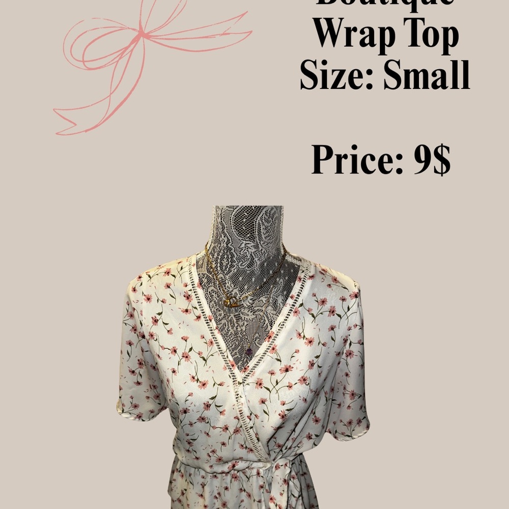 Floral Wrap Top - White